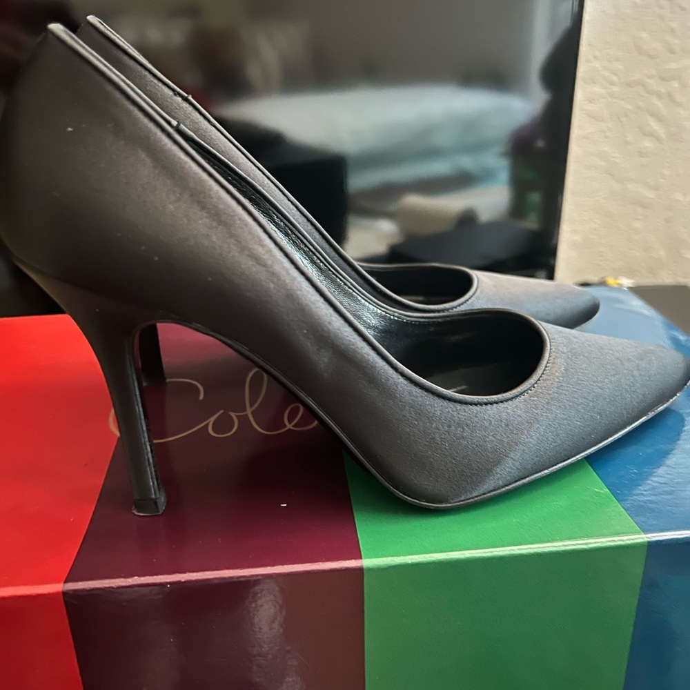 Black Silk Stiletto Heels by Cole Han